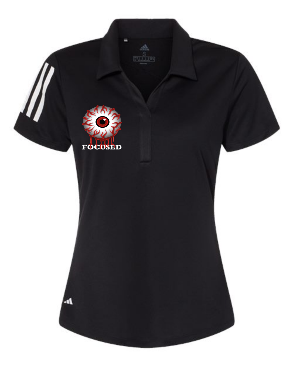 Women's Floating 3-Stripes Polo - Pre-Designed - Black/ White front